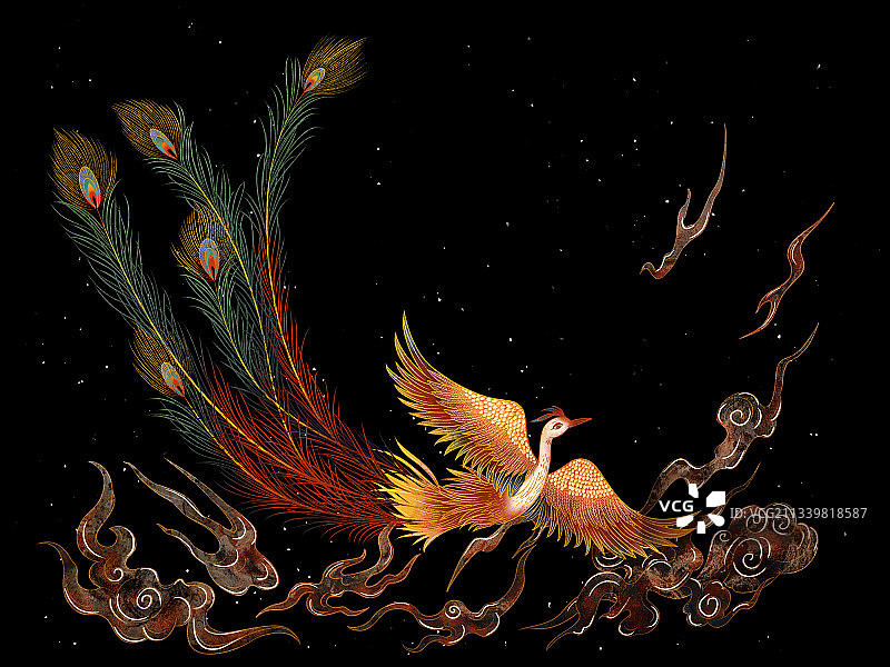 国风凤凰涅槃重生飞舞插画海报图片素材