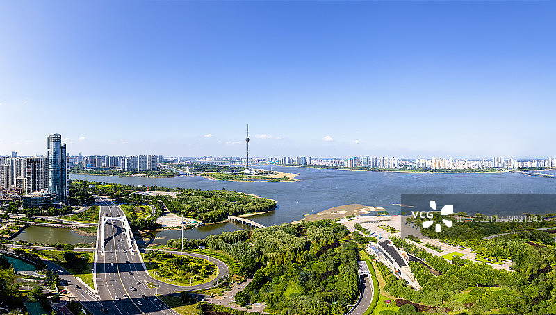 山东省临沂市沂河三河口夏季风景图片素材