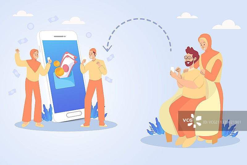 叔叔阿姨转账或开斋节图片素材