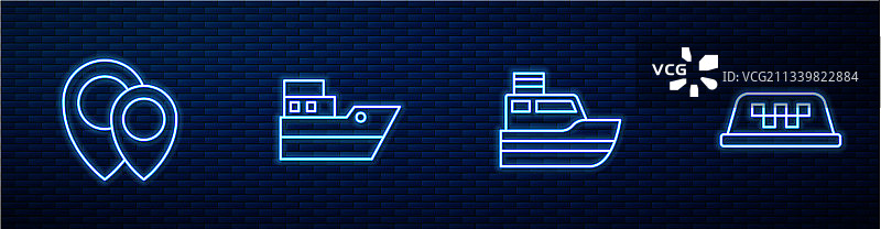 船舶航线位置出租车线条组合图片素材