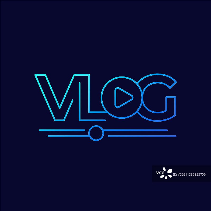 深色背景上的Vlog线条标志图片素材