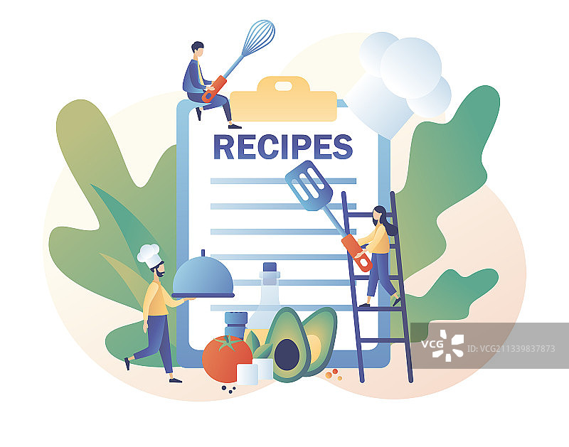 在线食谱配料清单概念图片素材