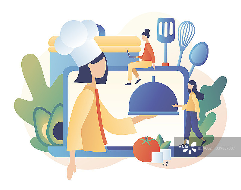 美食博主分享食谱和居家烹饪技巧图片素材
