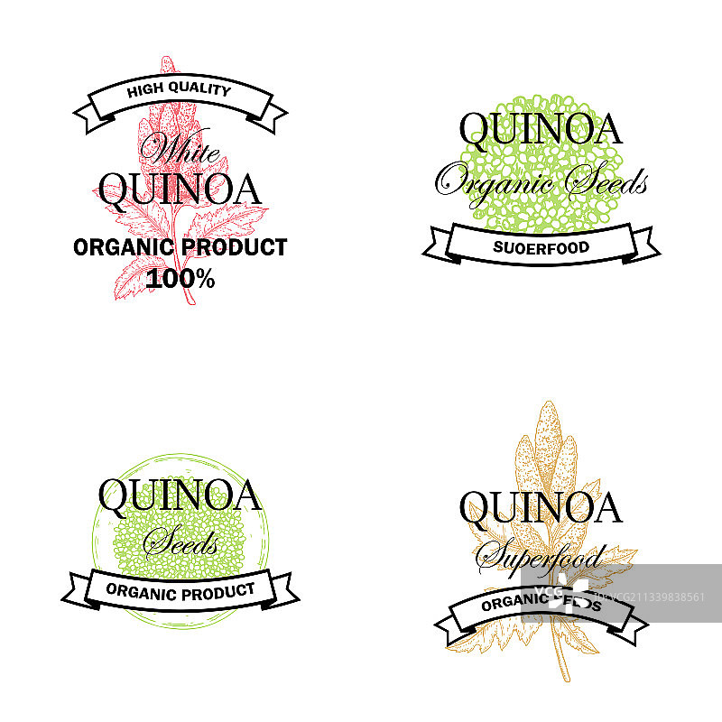 手绘藜麦复古标志图片素材