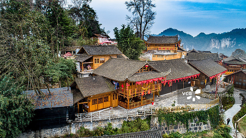 精准扶贫首倡地十八洞村梨子寨民居图片素材