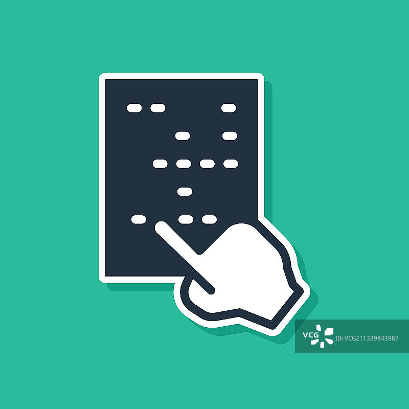 绿色背景上孤立的蓝色盲文图标图片素材