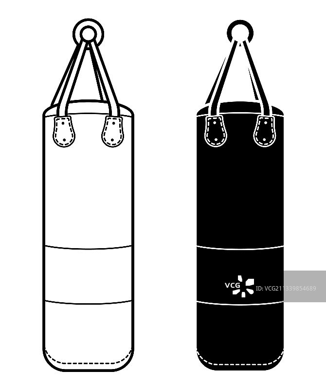 用于运动训练的大型拳击沙袋图片素材