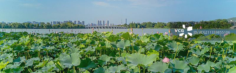 徐州云龙湖风景区位于徐州市区南部，以云龙山水自然景观为特色图片素材
