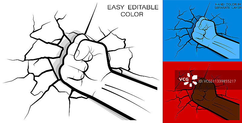 运动员紧握拳头，猛烈击打图片素材