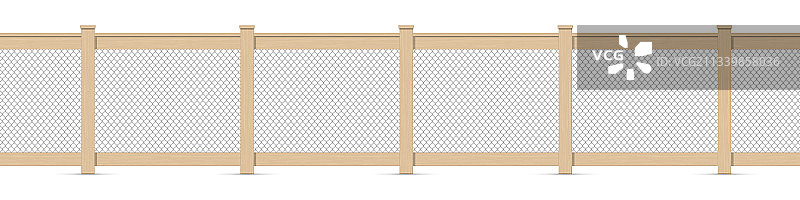 带有链网的3D木栅栏图片素材