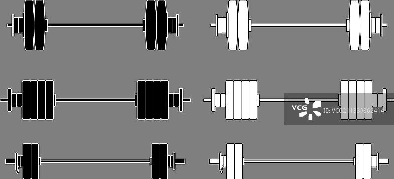 黑白杠铃与杠铃片图片素材