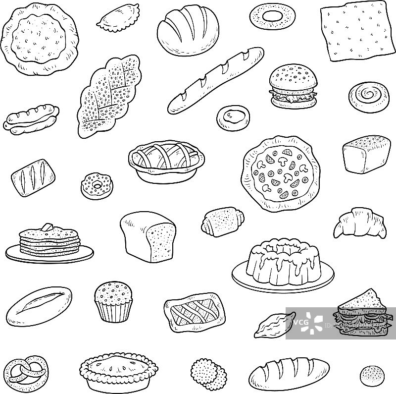 黑白面包店合集图片素材