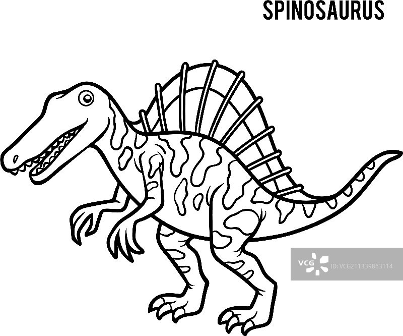 儿童卡通棘龙涂色书图片素材