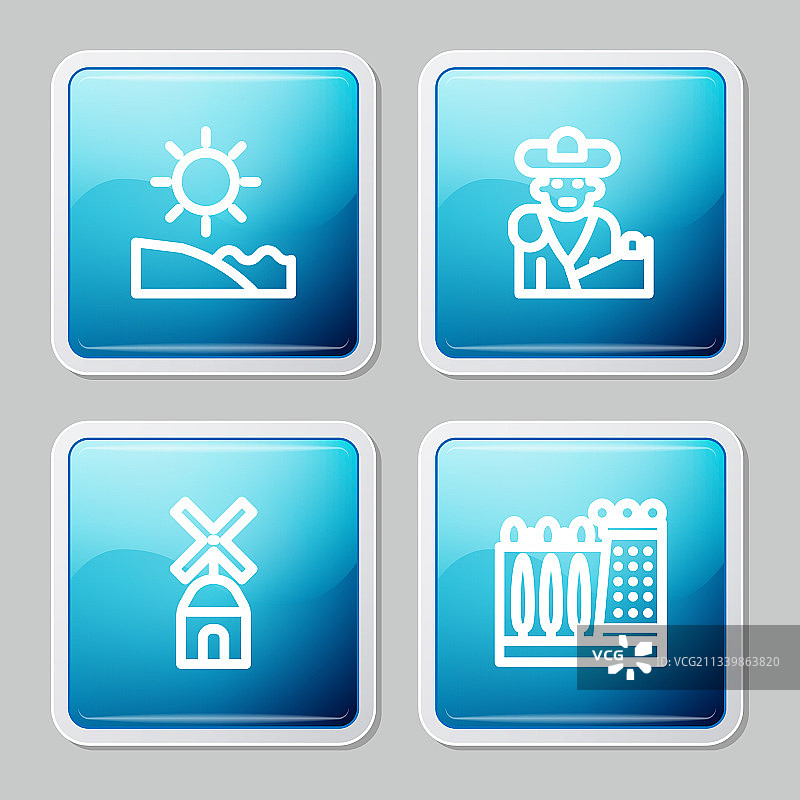 沙滩斗牛士风车线条icon图片素材