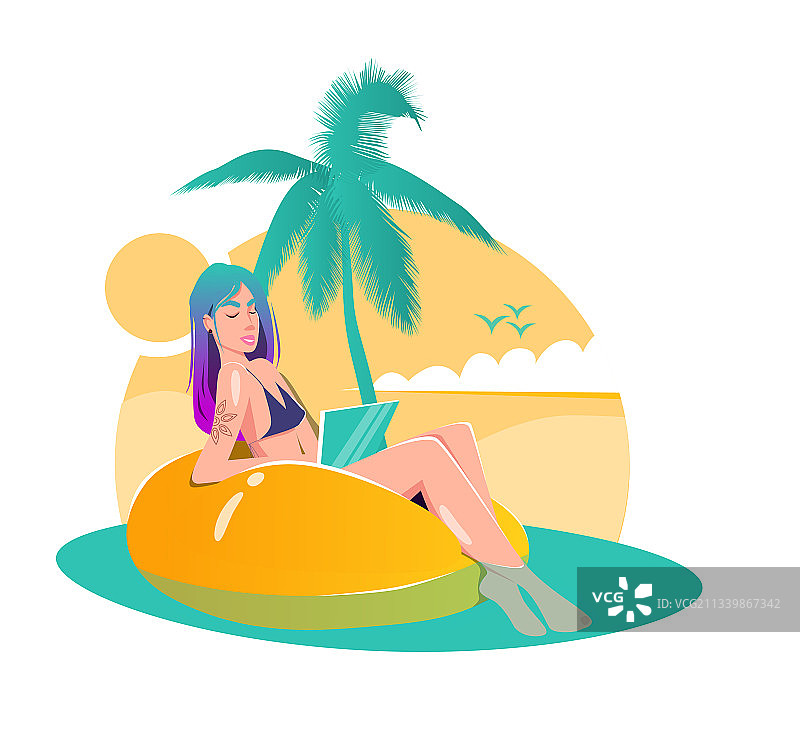 穿比基尼的美丽年轻女子图片素材