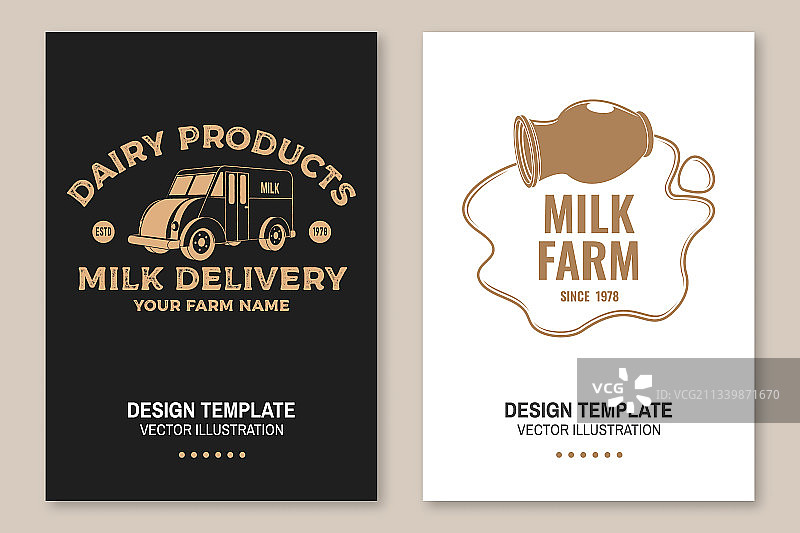 牛奶配送徽章logo宣传单图片素材