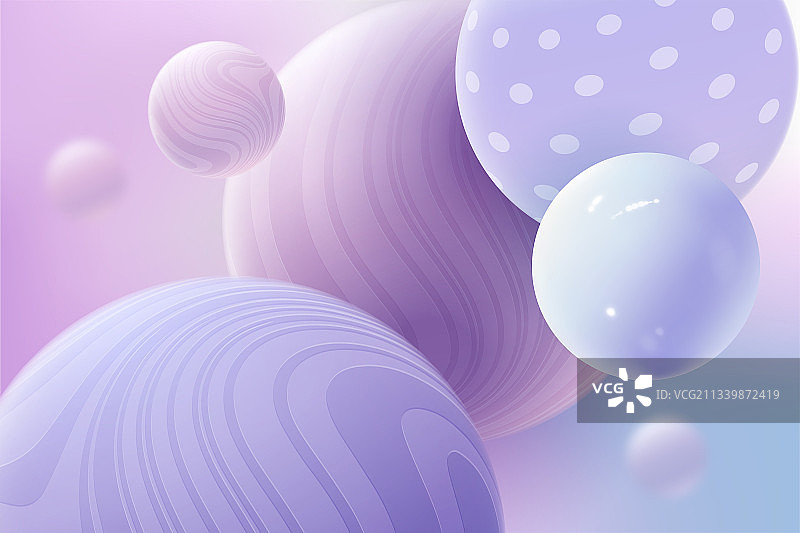 3D风格矢量梦幻球体背景插图图片素材