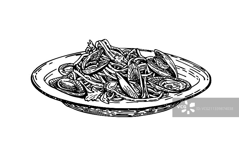 海鲜贻贝意大利面图片素材