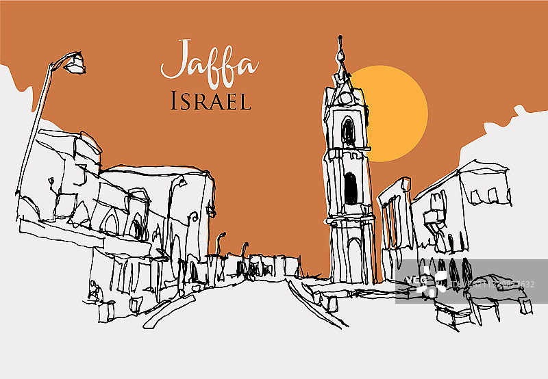 雅法以色列素描图片素材