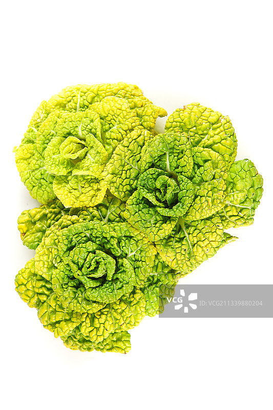 白底上摆放着黄心白菜图片素材