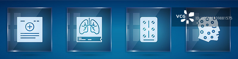 病历、肺部X光片、药丸和药板图片素材