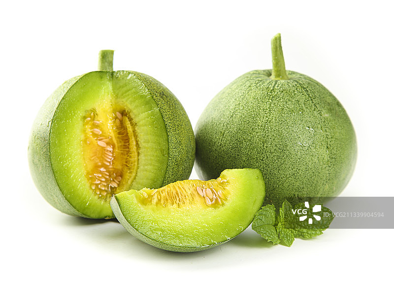 白底上放着绿宝香瓜图片素材