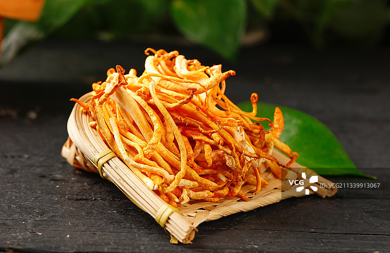 深底上的虫草花图片素材