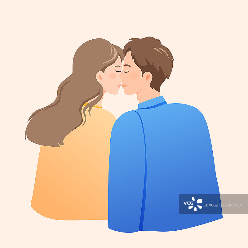 七夕节古代牛郎织女中国传统节日习俗情人节情侣约会亲密矢量插画图片素材