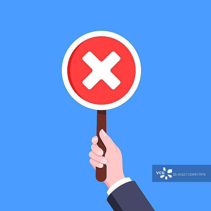 手持选中标记和叉号圆形banner牌图片素材