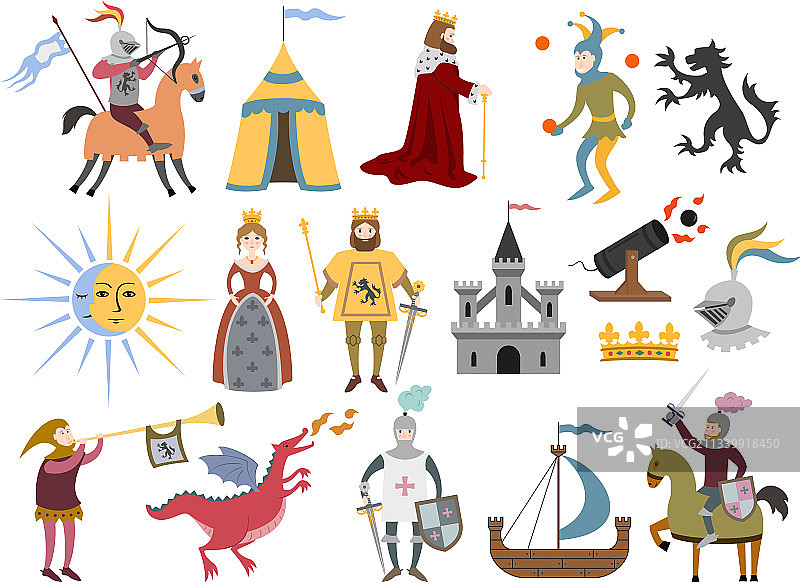 大型卡通中世纪人物合集图片素材