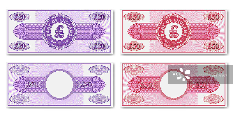 一套虚构的英格兰纸币正面图片素材