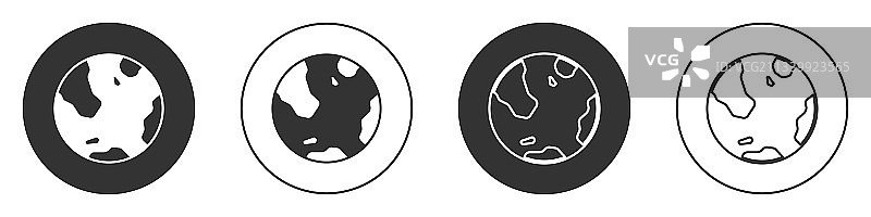 白色背景上的黑色地球仪图标图片素材