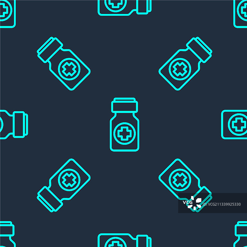 绿色线条药瓶和药丸图标图片素材