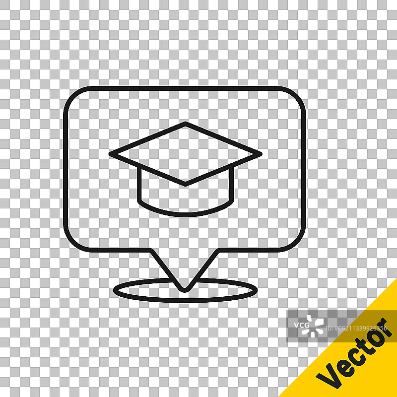 黑色线条毕业帽在语音气泡中图标图片素材