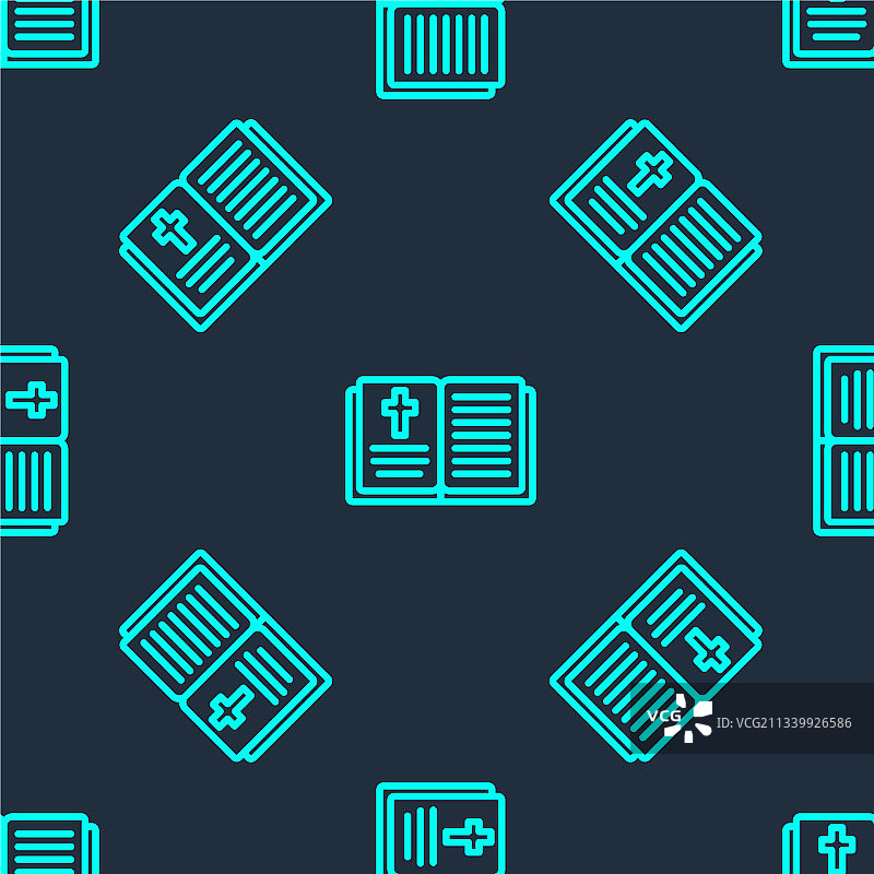 绿色线条的圣经书籍图标，无缝隔离图片素材