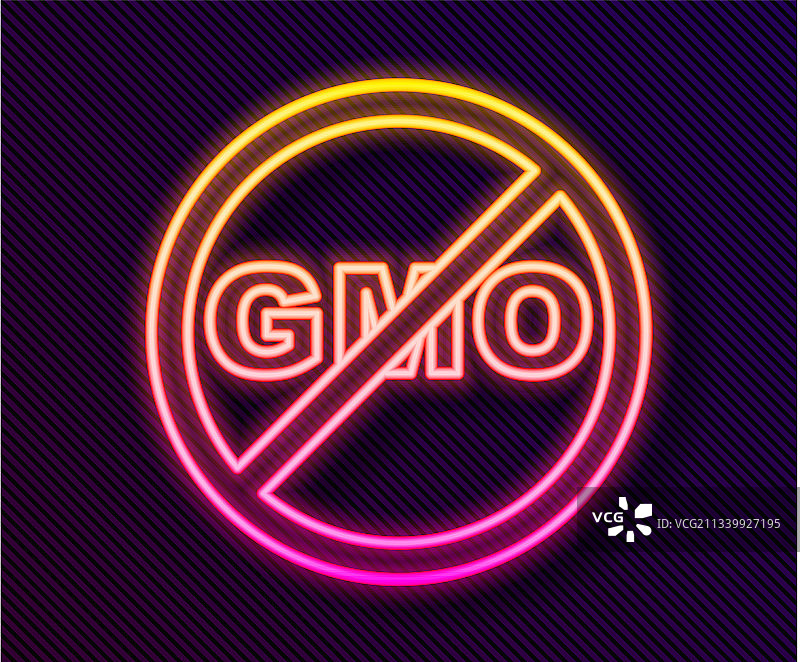黑色背景上发光的霓虹灯无GMO图标图片素材