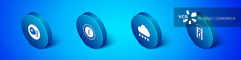 2.5D英式早餐阴雨云朵套装图片素材