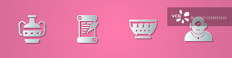 剪纸古代双耳罐法令羊皮纸素材图片素材