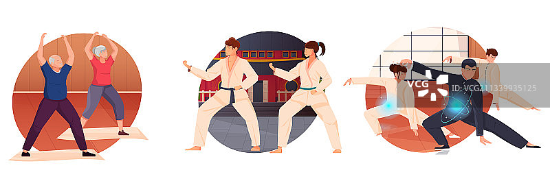 武术扁平图标集图片素材