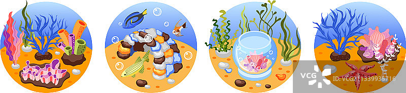 鱼缸2.5D组合图片素材