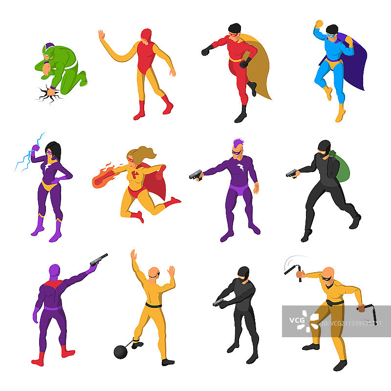超级英雄与超级反派2.5D集合图片素材