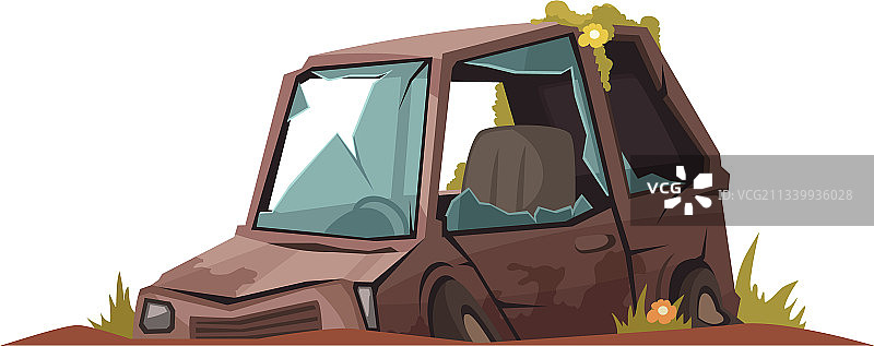 卡通废弃车辆图片素材