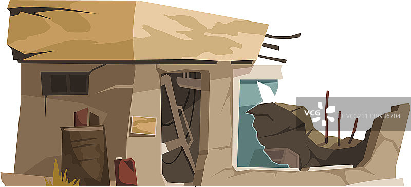 卡通损毁建筑物图片素材