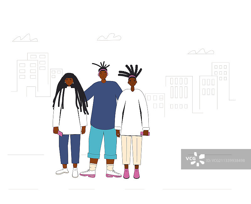 一群站立的非洲裔美国青少年图片素材