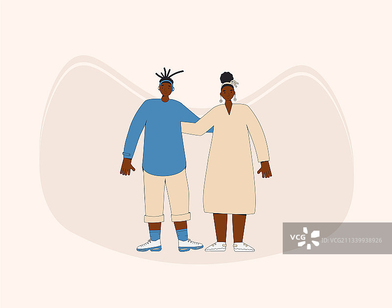 站立的非裔美国青少年情侣图片素材