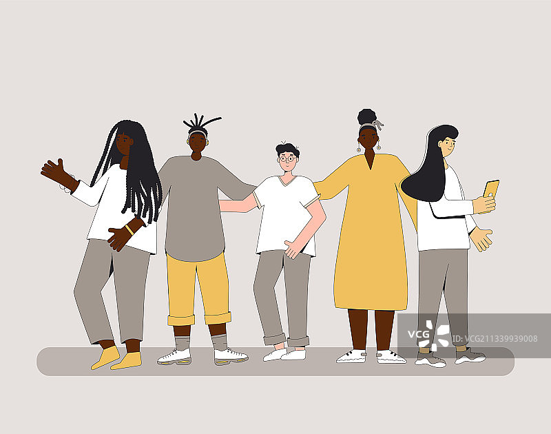 一群青少年站在一起图片素材