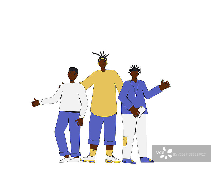 一群站立的非洲裔美国青少年图片素材