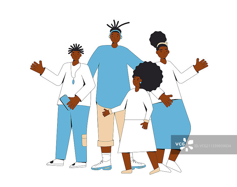 一群站立的非洲裔美国青少年图片素材