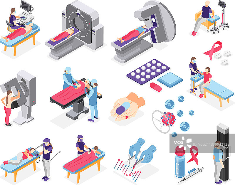 癌症日重新着色图标集图片素材