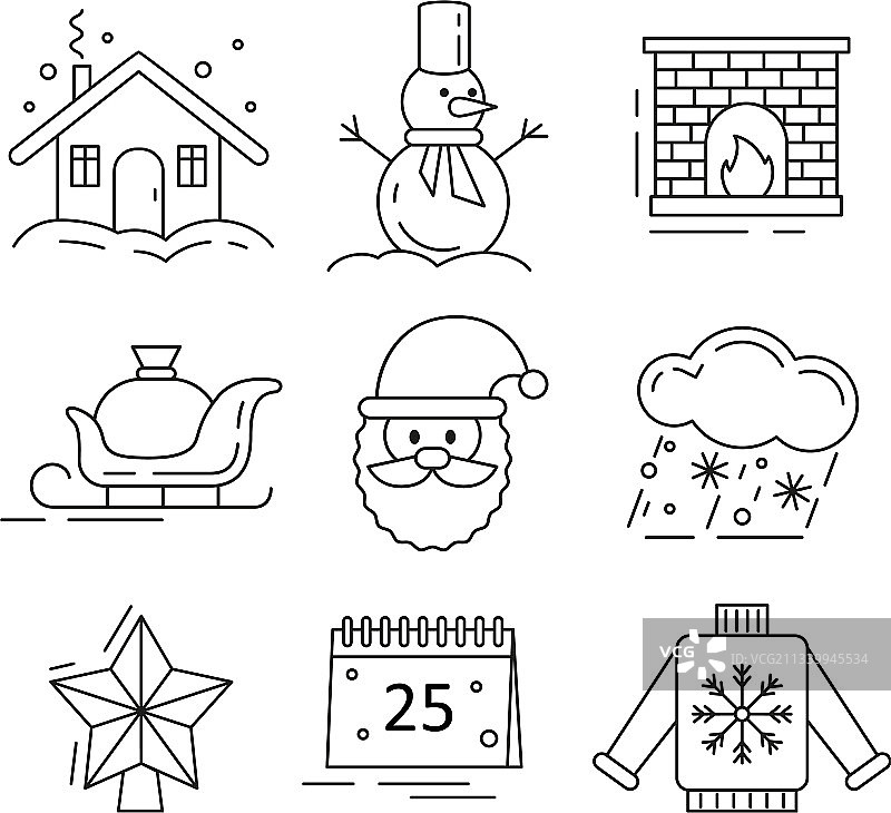 扁平圣诞节图标图片素材